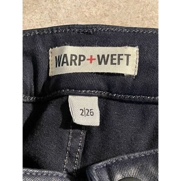 $98 Warp + Weft JFK Skinny Jeans Dark Navy Coated Stretch Denim Size 2 26x28 NWT - Picture 3 of 11